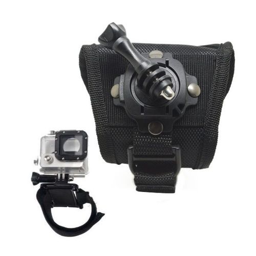 Support de poignet en velcro ajustable à 360° phoenix pour les caméras de sport et gopro hero 4 - 3+ - 3 - 2 - 1 en noir Support de style gant avec rotation à 360°.