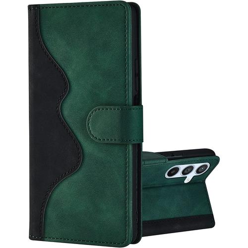 Coque Samsung A54 5g, Etui Samsung Galaxy A54 5g Premium Pu Cuir Housse De Fermeture Magnétique Flip Portefeuille Etui Avec [Fente Pour Carte] [Fonction Support] Pochette Housse - Vert