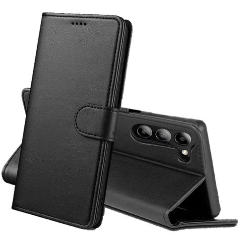 Coque Pour Samsung Galaxy S23 Plus - Portefeuille Noir Rabat Clapet Aimante Rangement Cartes [Phonillico]