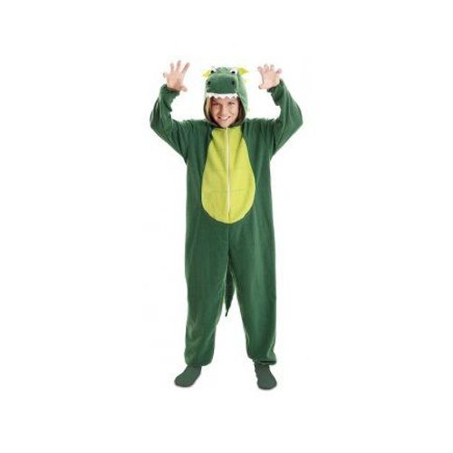 Deguisement Dinosaure Vert Enfant T-Rex, 5/6 Ans - Combinaison Avec Capuche - Animal Jurassic - Set Costume + Carte Tigre