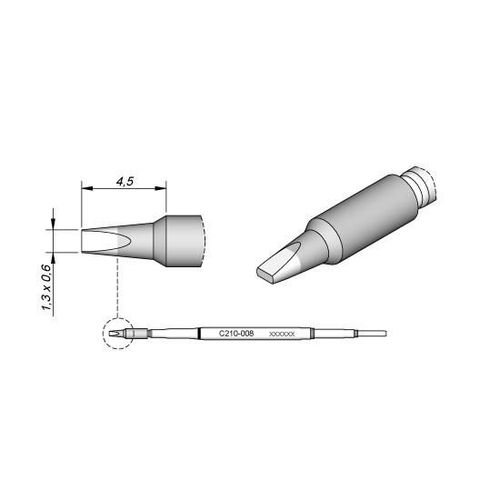 Cartouche de burin conique 1,3x0,6 JBC C210008 pour les soudeurs T210 JBC