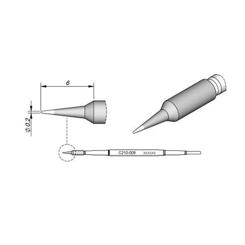 Cartouche JBC Conique 0,2 mm pour les soudures T210 JBC idéale pour les CMS et intégrée