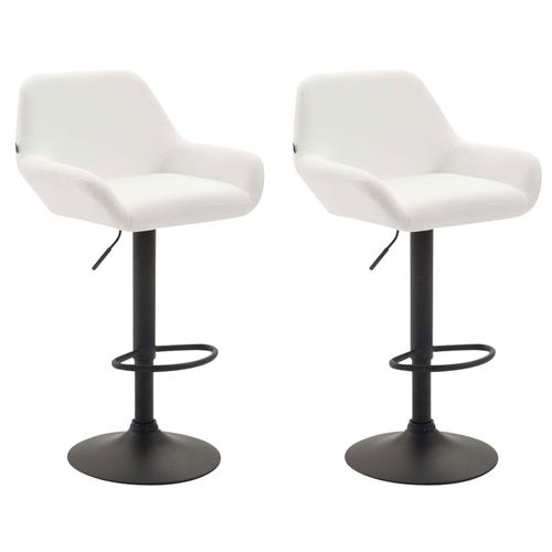 Lot De 2 Tabourets De Bar Moderne Et Confortable En Synthétique Blanc Pieds Trompette En Métal Noir Tdb10224