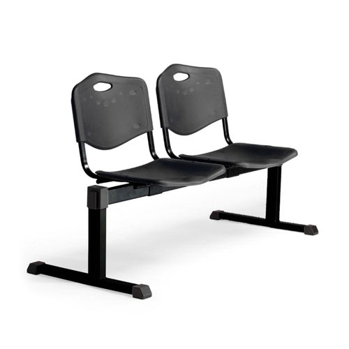 Banc Ash 2 Sièges Avec Assise En Plastique Injecté Noir