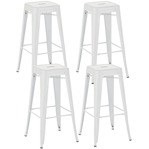 Lot De 4 Tabourets De Bar Style Industriel Avec Repose-Pieds En Métal Blanc 10_0001073