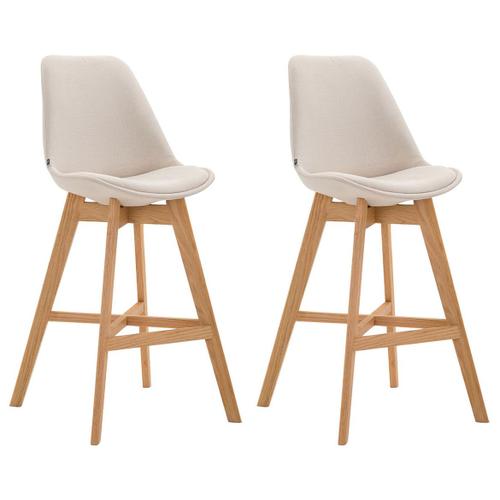 Lot De 2 Tabouret De Bar Chaise Haute Design Moderne En Tissu Crème 10_0001299