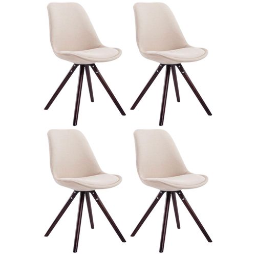 4 Chaises De Salle À Manger Style Scandinave En Tissu Crème Pieds Rond En Bois Marron Cds10340