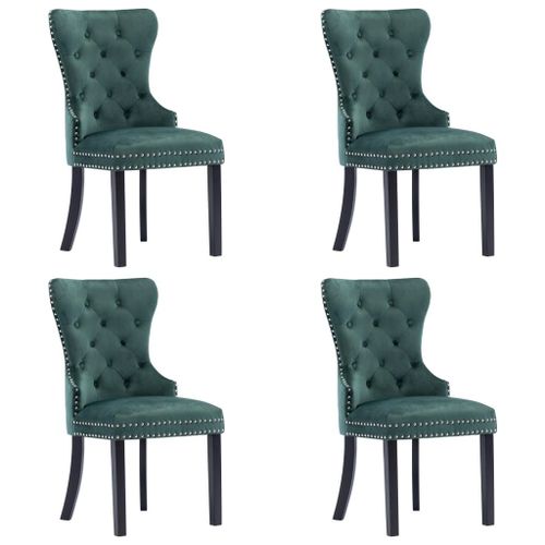 Lot De 4 Chaises De Salle À Manger Cuisine Design Classique Velours Vert Foncé Cds022025