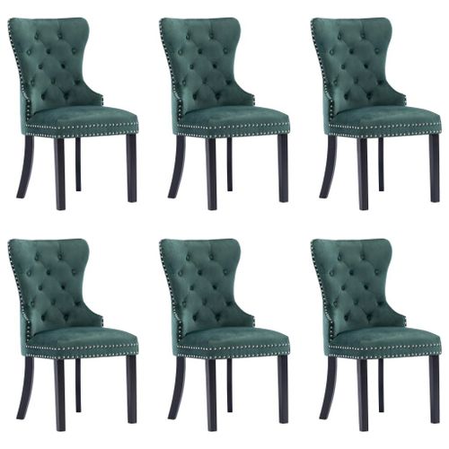 Lot De 6 Chaises De Salle À Manger Cuisine Design Classique Velours Vert Foncé Cds022890