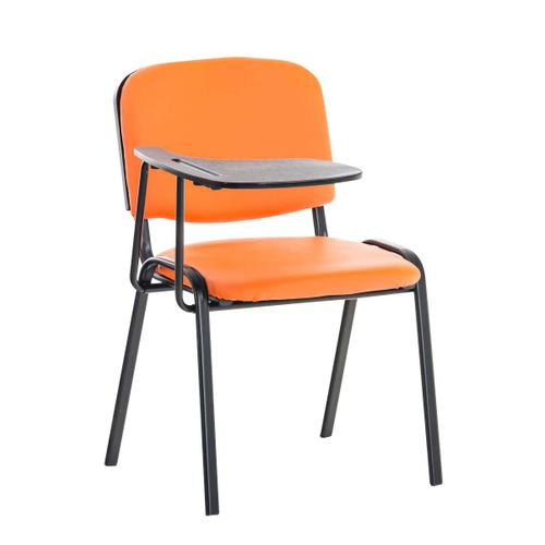 Chaise Visiteur Avec Petite Table Rabattable Pupitre En Synthétique Orange Support Métal Noir Bur10655