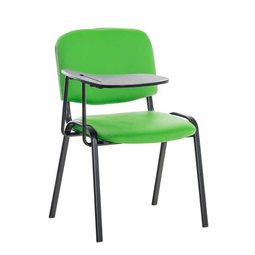 Chaise Visiteur Avec Petite Table Rabattable Pupitre En Synthétique Vert Support Métal Noir Bur10654