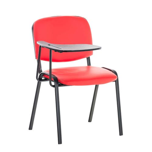 Chaise Visiteur Avec Petite Table Rabattable Pupitre En Synthétique Rouge Support Métal Noir Bur10652