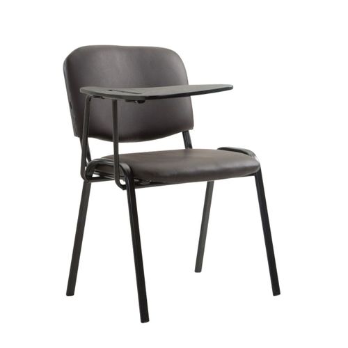 Chaise Visiteur Avec Petite Table Rabattable Pupitre En Synthétique Marron Support Métal Noir Bur10653