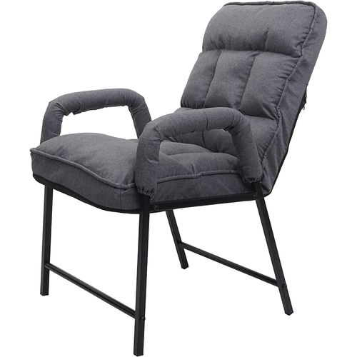 Chaise Fauteuil Lounge Rembourrée Dossier Inclinable 160 Kg Métal Réglable En Tissu/Textile Gris Foncé Fal04047