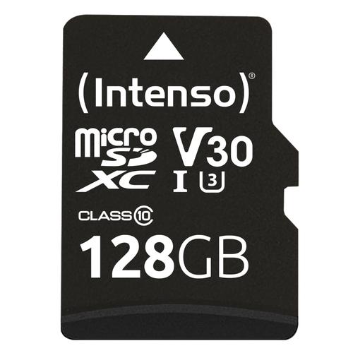 Carte mémoire microSDXC Intenso Professional (adaptateur SD inclus), classe 10, UHS-1, 128 Go, noir