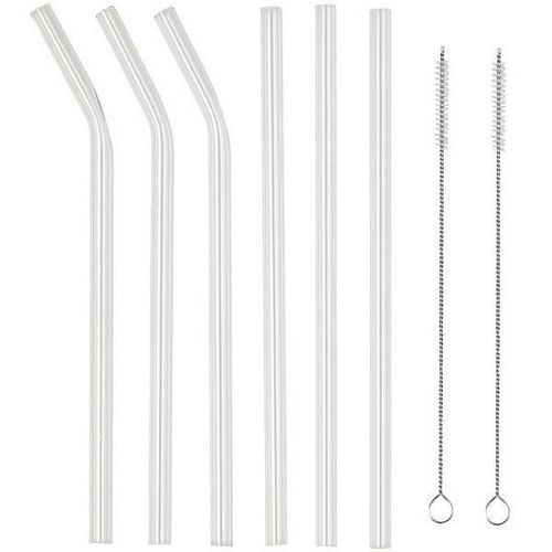 Jeu De 6 Pailles En Verre Borosilicate Avec Brosses De Nettoyage