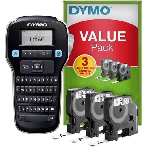 Kit de démarrage pour étiqueteuse Dymo LabelManager 160 | Imprimante d'étiquettes portable | Avec 3 rouleaux de ruban adhésif Dymo D1 | Clavier QWERTY | Idéal pour la maison ou le bureau