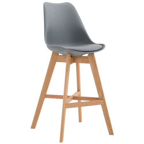Tabouret De Bar Style Scandinave Avec Repose-Pieds En Bois Assises En Plastique Et Synthétique Gris Tdb10372