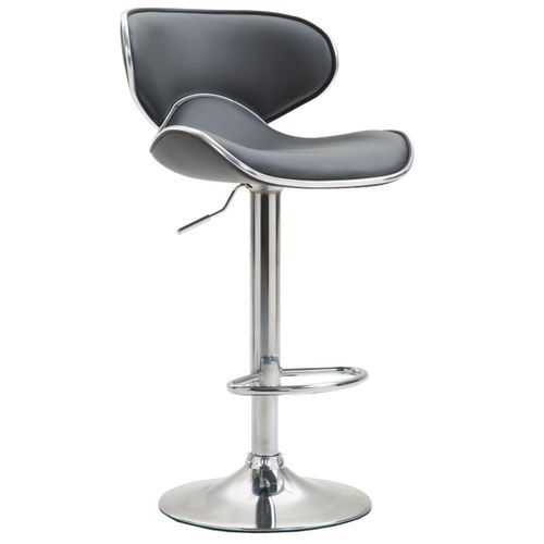 Tabouret De Bar Chaise De Bar Hauteur Réglable Avec Repose Pieds En Synthétique Gris Et Métal 10_0000114