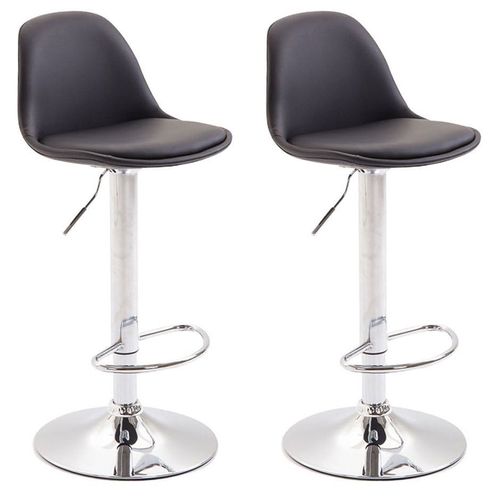 Lot De 2 Tabourets De Bar En Synthétique Noir Et Cadre En Métal Hauteur Réglable Pieds Trompette 10_0000694