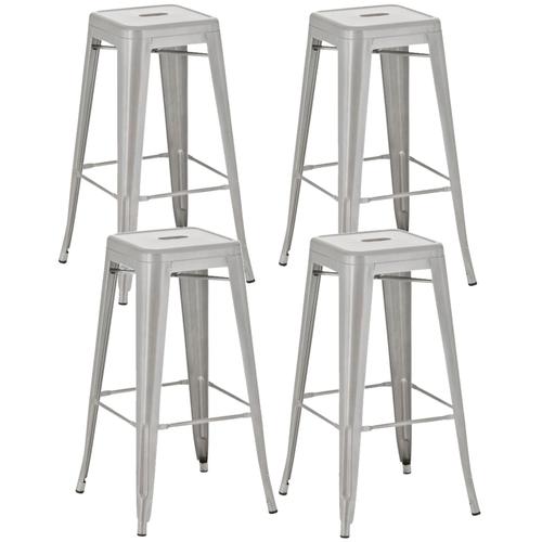 Lot De 4 Tabourets De Bar Style Industriel Avec Repose-Pieds En Métal Argenté Tdb10289