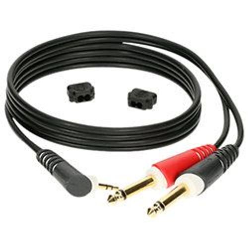 Câble adaptateur mini-Jack 3.5mm mâle coudé 90 / 2x Jack 6.35 mâle 3m KLOTZ