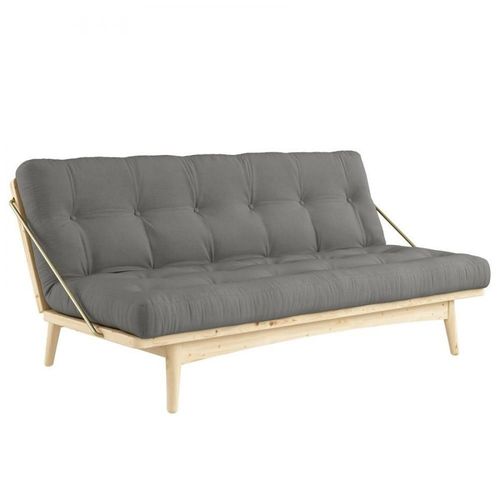 Banquette Futon Folk En Pin Massif Coloris Gris Couchage 130 X 190 Cm.