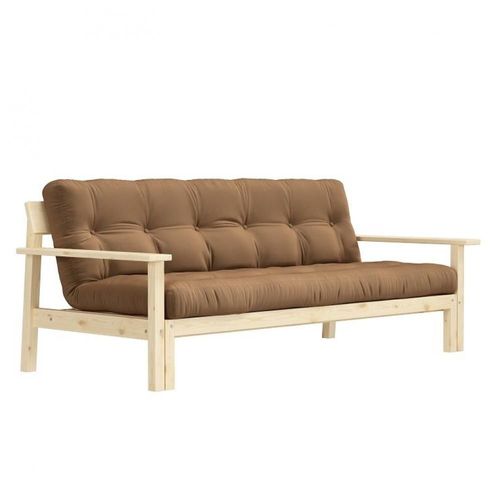 Canapé Convertible Futon Unwind Pin Naturel Coloris Mocca 130 X 190 Cm.