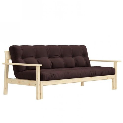 Canapé Convertible Futon Unwind Pin Naturel Coloris Marron Couchage 130 X 190 Cm.