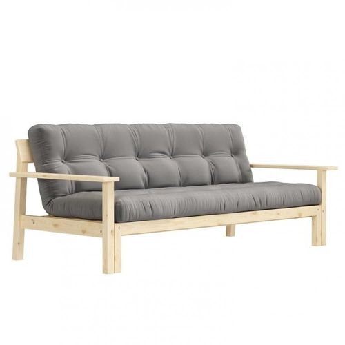 Canapé Convertible Futon Unwind Pin Naturel Coloris Gris Couchage 130 X 190 Cm.