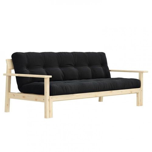 Canapé Convertible Futon Unwind Pin Naturel Coloris Charbon 130 X 190 Cm.