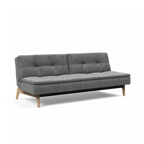 Innovation Living Canapé Design Dublexo Eik Tissu Twist Charcoal Convertible Lit 210*115 Cm Pieds Chêne Clair