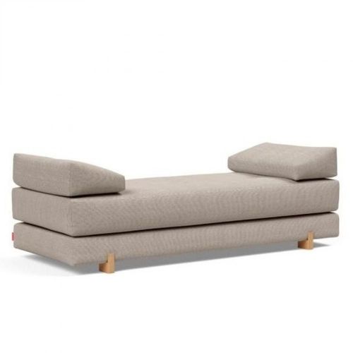Méridienne Design Sigmund Wood Kenya Beige Convertible Lit 160*200 Cm Pieds Chêne