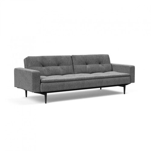 Canapé Design Dublexo Styletto Avec Accoudoirs Convertible Lit 210*115 Cm Pieds Laqués Noir Tissu Twist Charcoal