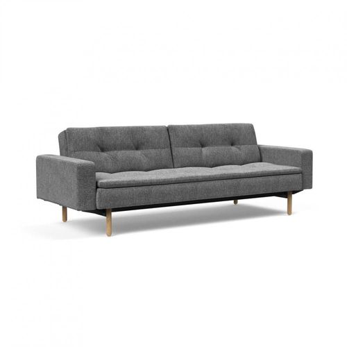 Canapé Design Dublexo Stem Avec Accoudoirs Convertible Lit 115*210 Cm Pieds Chêne Tissu Twist Charcoal