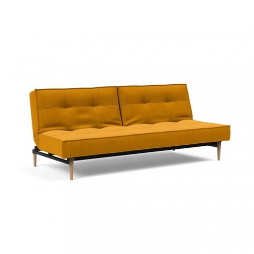 Innovation Living Canape Splitback Styletto Pieds Chêne Naturel Convertible Lit 115*210cm Tissu Elegance Burned Curry