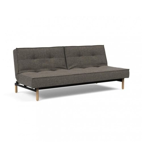 Innovation Living Canape Splitback Stem Pieds Chêne Naturel Convertible Lit 115*210cmtissu Flashtex Dark Grey