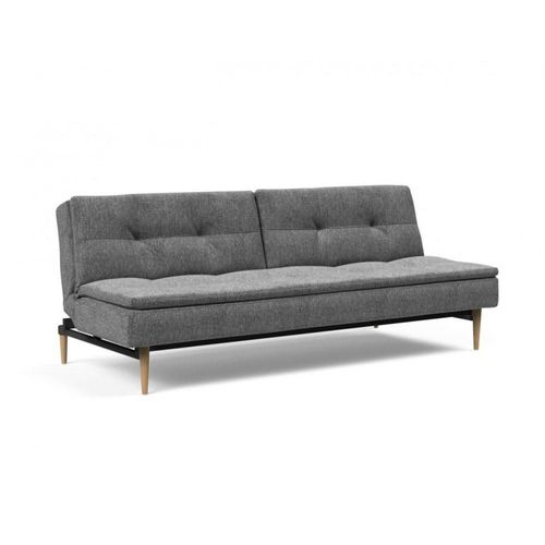 Canapé Design Dublexo Styletto Convertible Lit 115*210 Cm Pieds Chêne Naturel Tissu Twist Charcoal