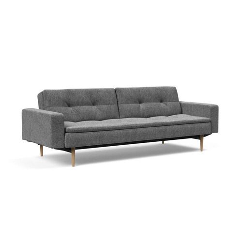 Canapé Design Dublexo Styletto Avec Accoudoirs Convertible Lit 115*210 Cm Pieds Chêne Naturel Tissu Twist Charcoal