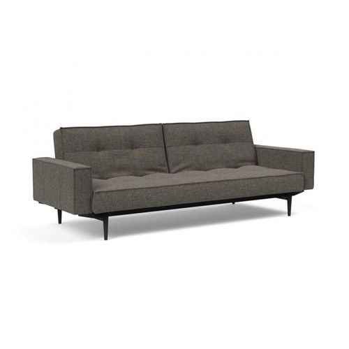 Canapé Convertible Splitback Styletto Avec Accoudoirs Pieds Chêne Noir Tissu Flashtex Dark Grey