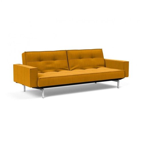 Innovation Living Canapé Splitback Pieds Chromé Avec Accoudoirs Convertible Lit 115*210 Cm Tissu Elegance Burned Curry