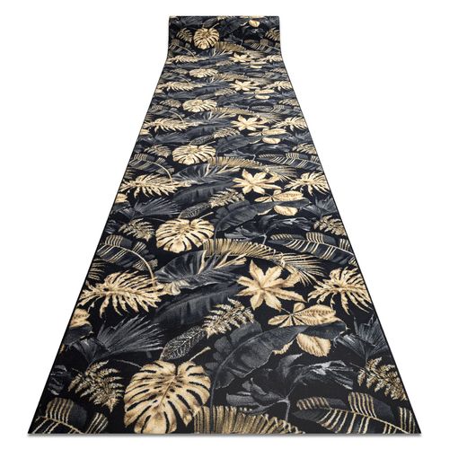 67x250 Cm Tapis De Couloir Antidérapant Monstera Feuilles La Gomme Or 67 Cm