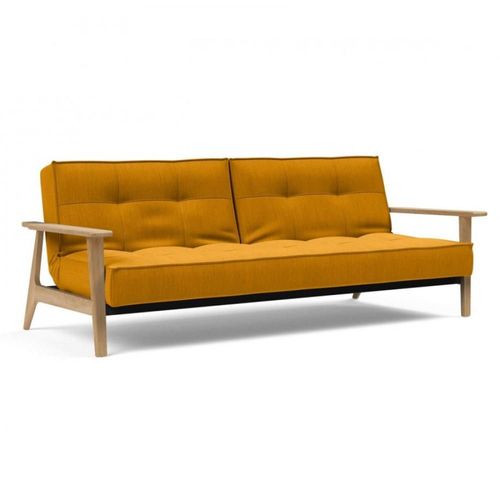 Innovation Living Canapé Lit Design Splitback Frej Convertible 115*210 Cm Accoudoirs Bois Tissu Elegance Burned Curry