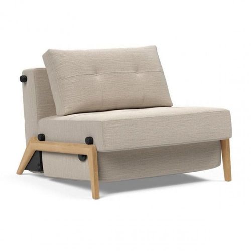 Innovation Living Fauteuil Design Sofabed Cubed 02 Wood Blida Sand Grey Convertible Lit 200*90 Cm