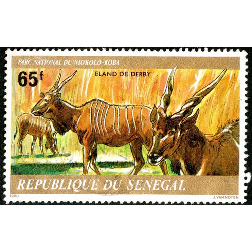 Timbre Oblitéré République Du Sénégal, Parc National Du Niokolo-Koba, Eland De Derby, 65 F, 1980