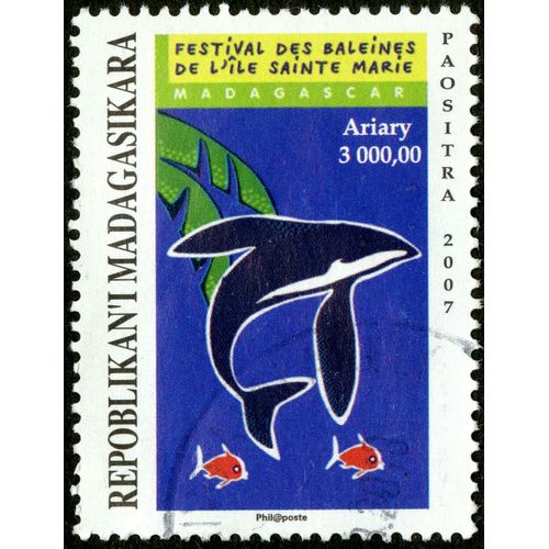 Timbre Oblitéré Repoblikan' I Madagasikara, Festival Des Baleines De L’Île Sainte Marie, Madagascar, Ariary, 3000.00, Paositra 2007