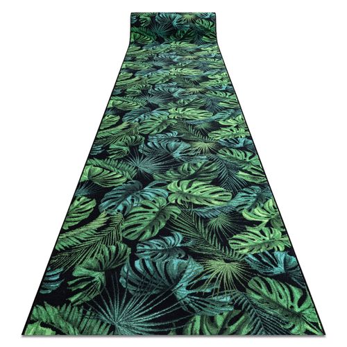 100x300 Cm Tapis De Couloir Antidérapant Monstera Feuilles La Gomme Vert 100 Cm
