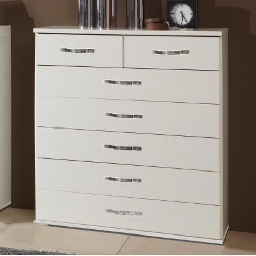 Commode Doumo 7 Tiroirs Blanc Et Chrome