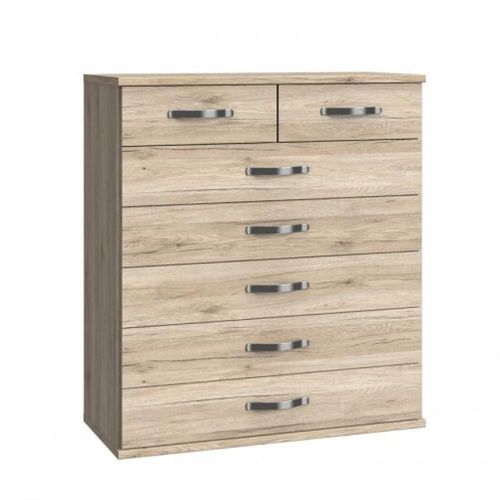 Commode Doumo 7 Tiroirs Chêne Et Chrome
