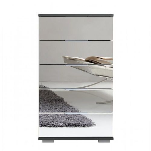 Commode Ensse 5 Tiroirs Graphite Et Miroir
